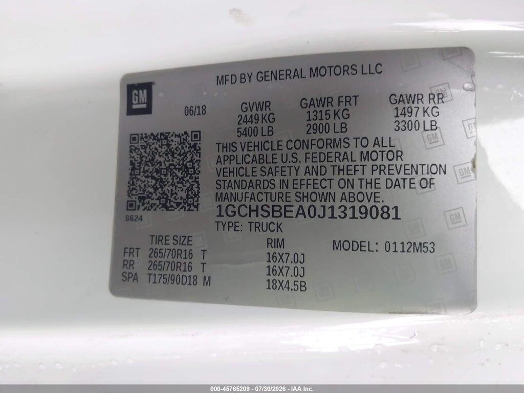 1GCHSBEA0J1319081 2018 CHEVROLET COLORADO photo no. 9