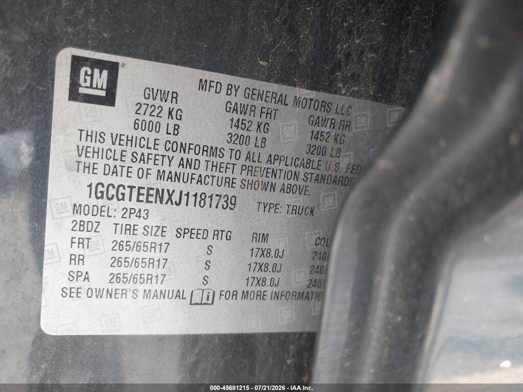 1GCGTEENXJ1181739 2018 CHEVROLET COLORADO photo no. 9