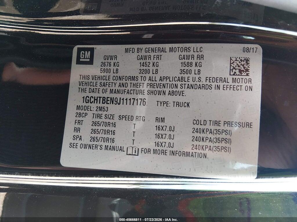 1GCHTBEN9J1117176 2018 CHEVROLET COLORADO photo no. 9
