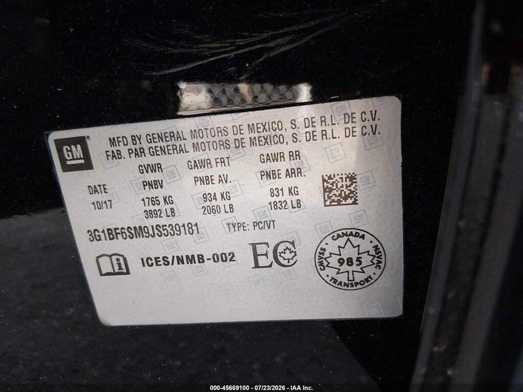 3G1BF6SM9JS539181 2018 CHEVROLET CRUZE photo no. 9