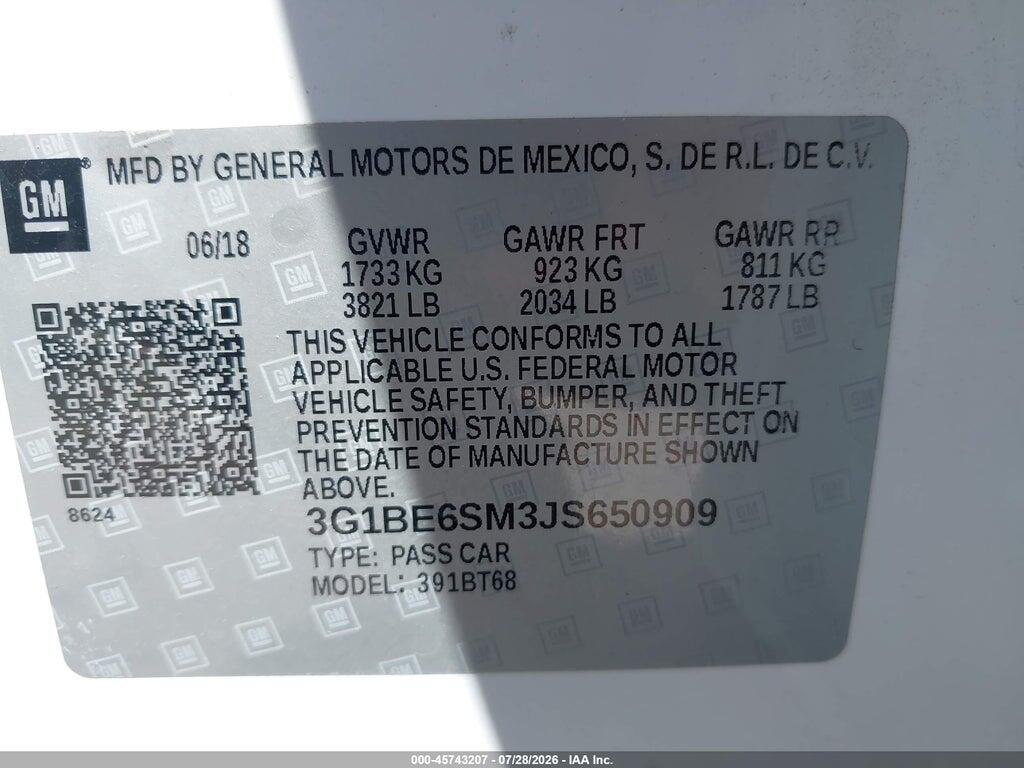 3G1BE6SM3JS650909 2018 CHEVROLET CRUZE photo no. 9
