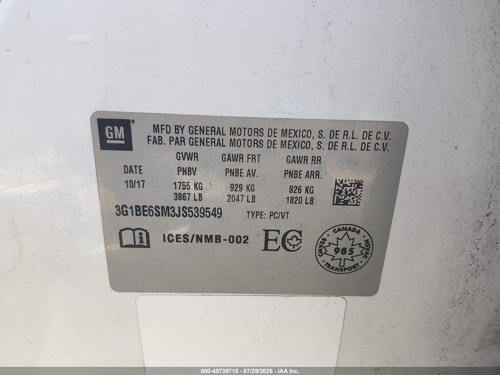 3G1BE6SM3JS539549 2018 CHEVROLET CRUZE photo no. 9