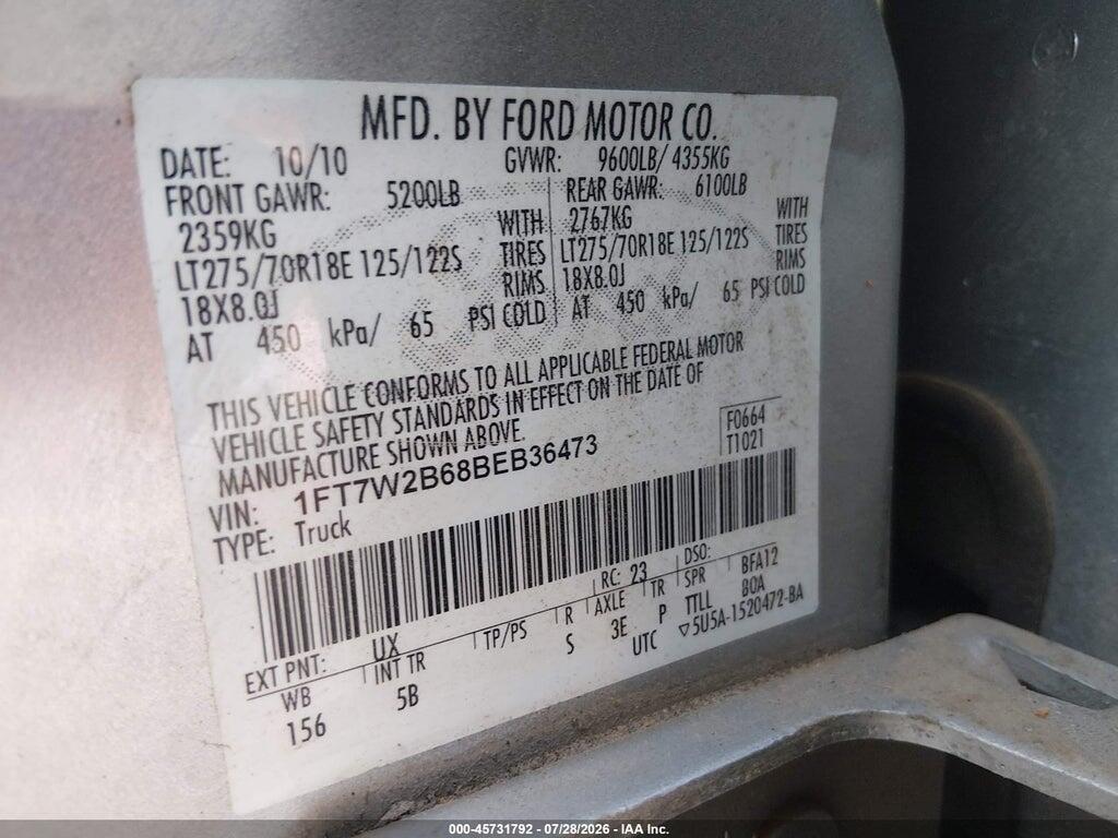 1FT7W2B68BEB36473 2011 FORD F-250 photo no. 9