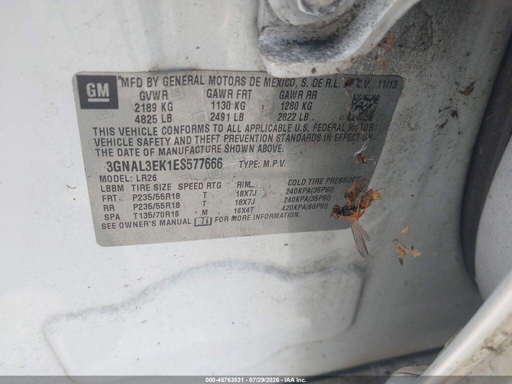 3GNAL3EK1ES577666 2014 CHEVROLET CAPTIVA SPORT FLEET photo no. 9