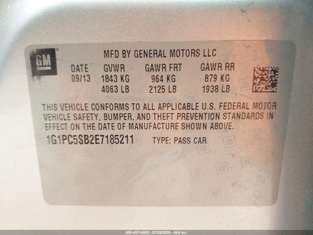 1G1PC5SB2E7185211 2014 CHEVROLET CRUZE photo no. 9