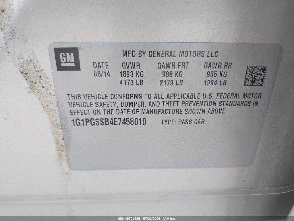 1G1PG5SB4E7458010 2014 CHEVROLET CRUZE photo no. 9