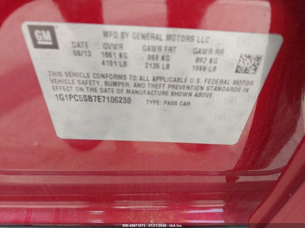 1G1PC5SB7E7106230 2014 CHEVROLET CRUZE photo no. 9