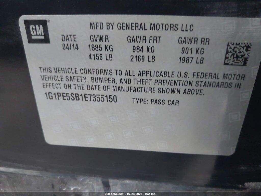1G1PE5SB1E7355150 2014 CHEVROLET CRUZE photo no. 9