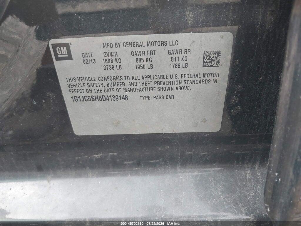 1G1JC5SH5D4189148 2013 CHEVROLET SONIC photo no. 9