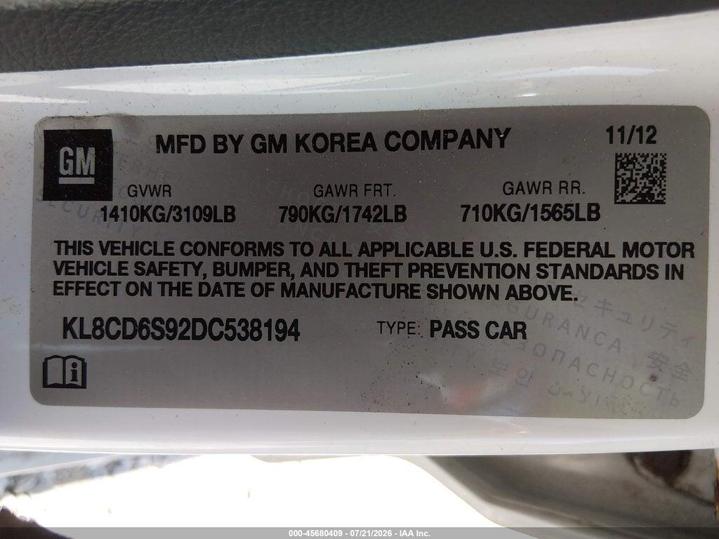 KL8CD6S92DC538194 2013 CHEVROLET SPARK photo no. 9