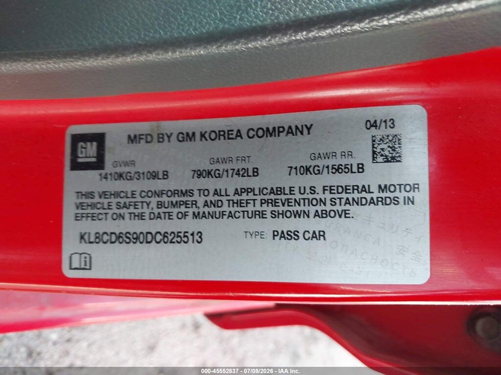 KL8CD6S90DC625513 2013 CHEVROLET SPARK photo no. 9