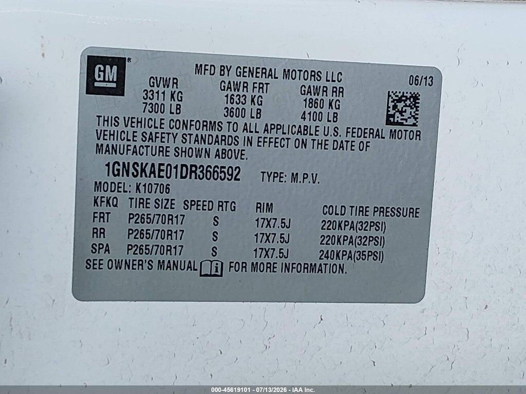 1GNSKAE01DR366592 2013 CHEVROLET TAHOE photo no. 9
