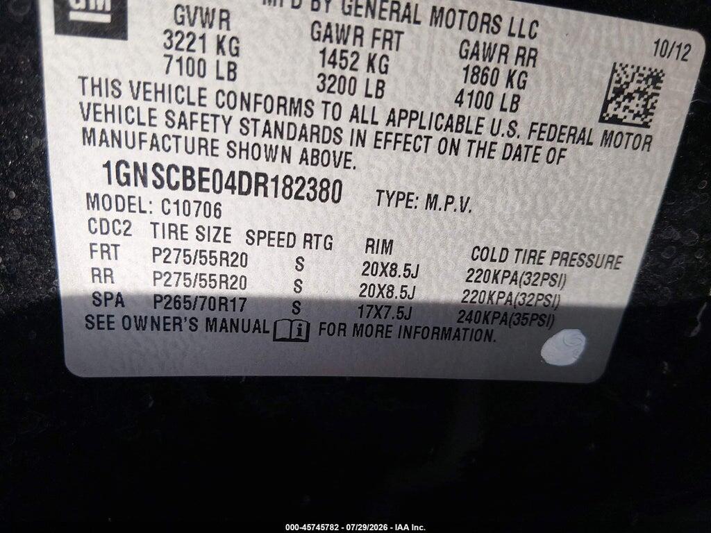 1GNSCBE04DR182380 2013 CHEVROLET TAHOE photo no. 9