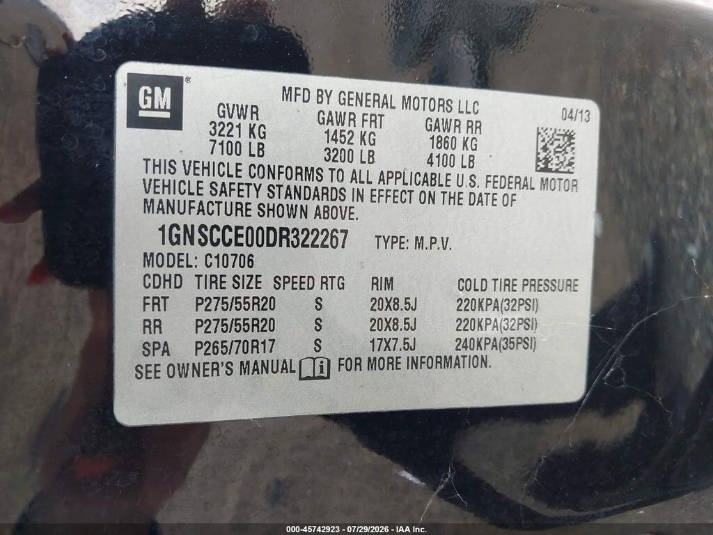 1GNSCCE00DR322267 2013 CHEVROLET TAHOE photo no. 9