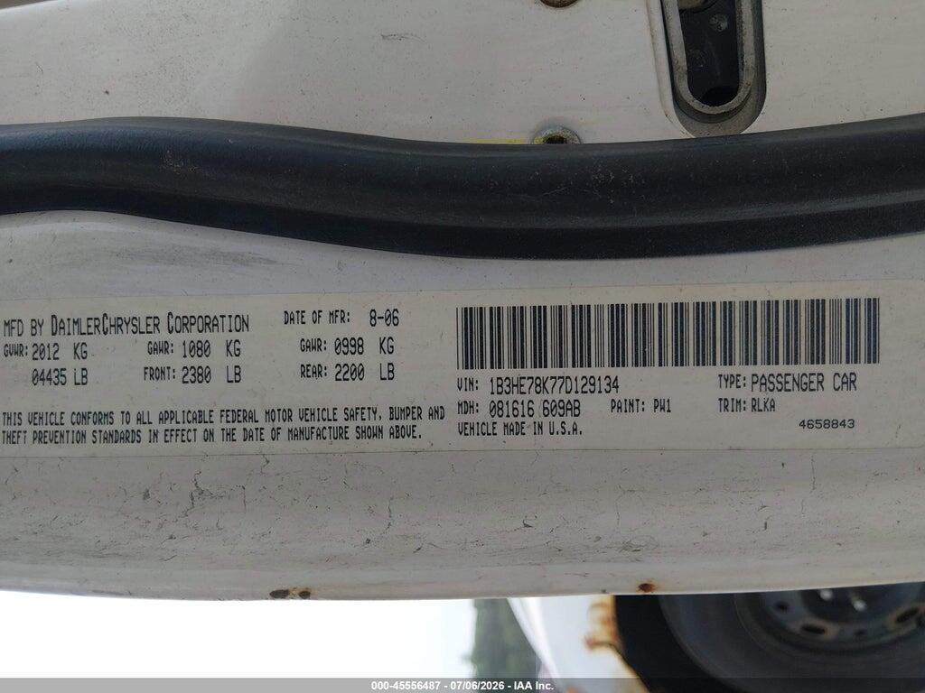 1B3HE78K77D129134 2007 DODGE CALIBER photo no. 9