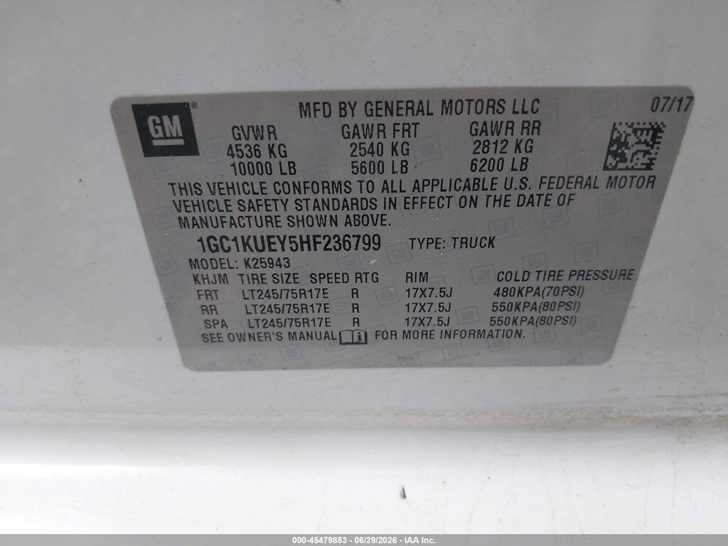 1GC1KUEY5HF236799 2017 CHEVROLET SILVERADO 2500HD photo no. 9