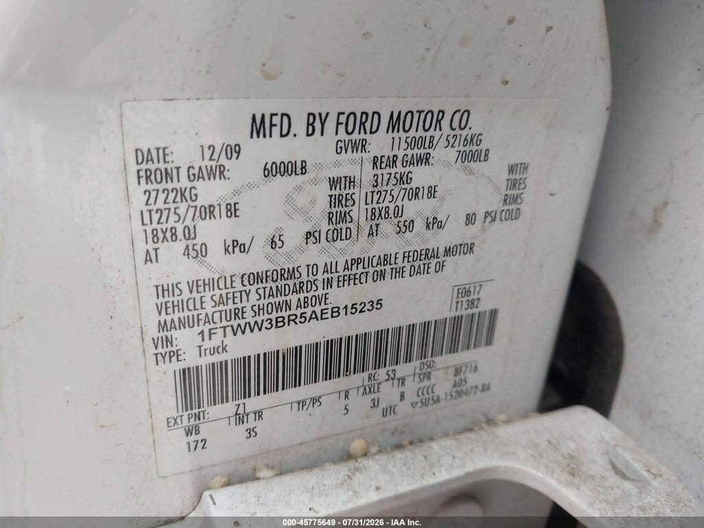 1FTWW3BR5AEB15235 2010 FORD SUPER DUTY F-350 SRW photo no. 8