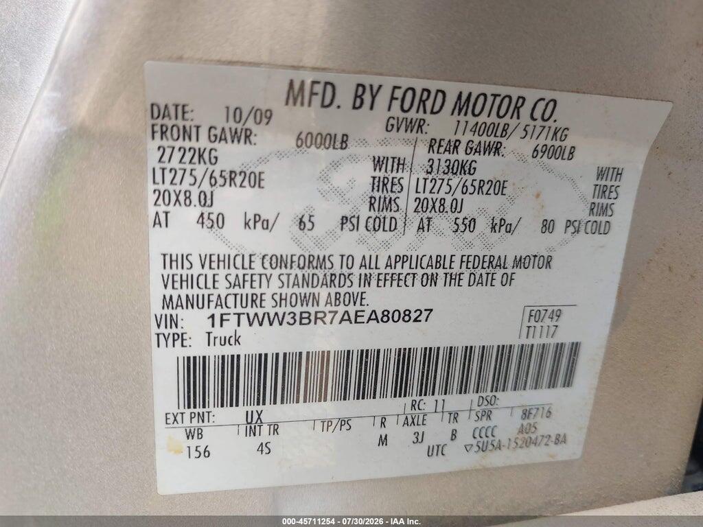 1FTWW3BR7AEA80827 2010 FORD SUPER DUTY F-350 SRW photo no. 8