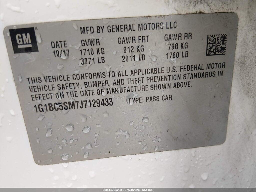 1G1BC5SM7J7129433 2018 CHEVROLET CRUZE photo no. 9