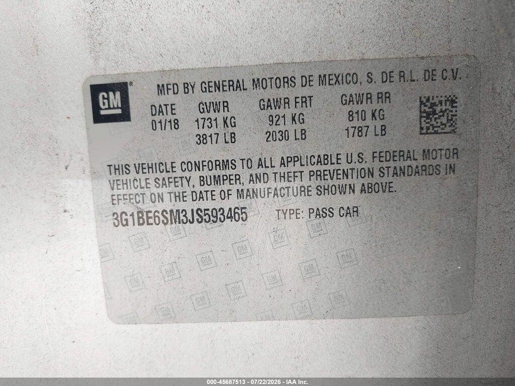 3G1BE6SM3JS593465 2018 CHEVROLET CRUZE photo no. 9