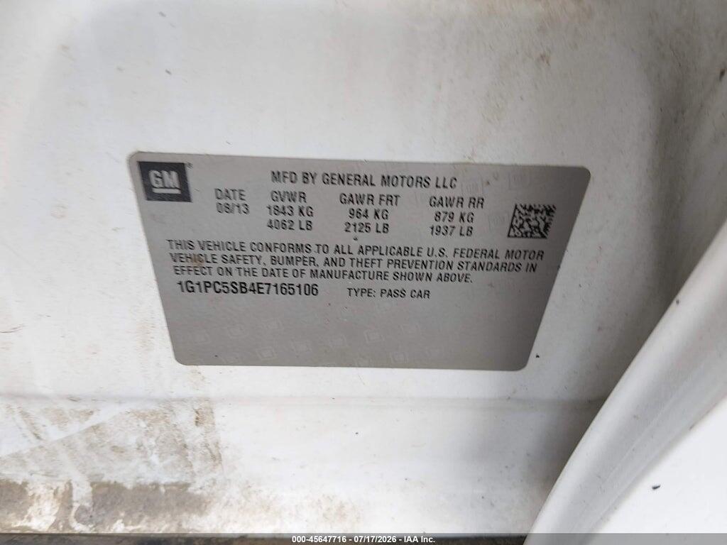1G1PC5SB4E7165106 2014 CHEVROLET CRUZE photo no. 9