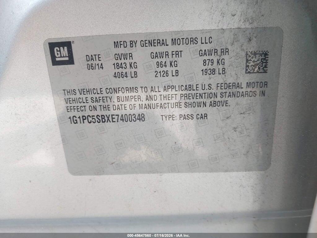 1G1PC5SBXE7400348 2014 CHEVROLET CRUZE photo no. 9