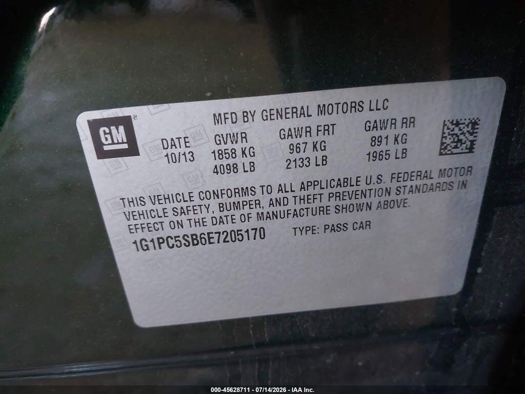 1G1PC5SB6E7205170 2014 CHEVROLET CRUZE photo no. 9