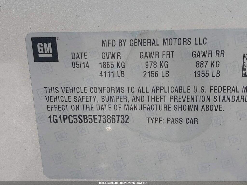 1G1PC5SB5E7386732 2014 CHEVROLET CRUZE photo no. 9