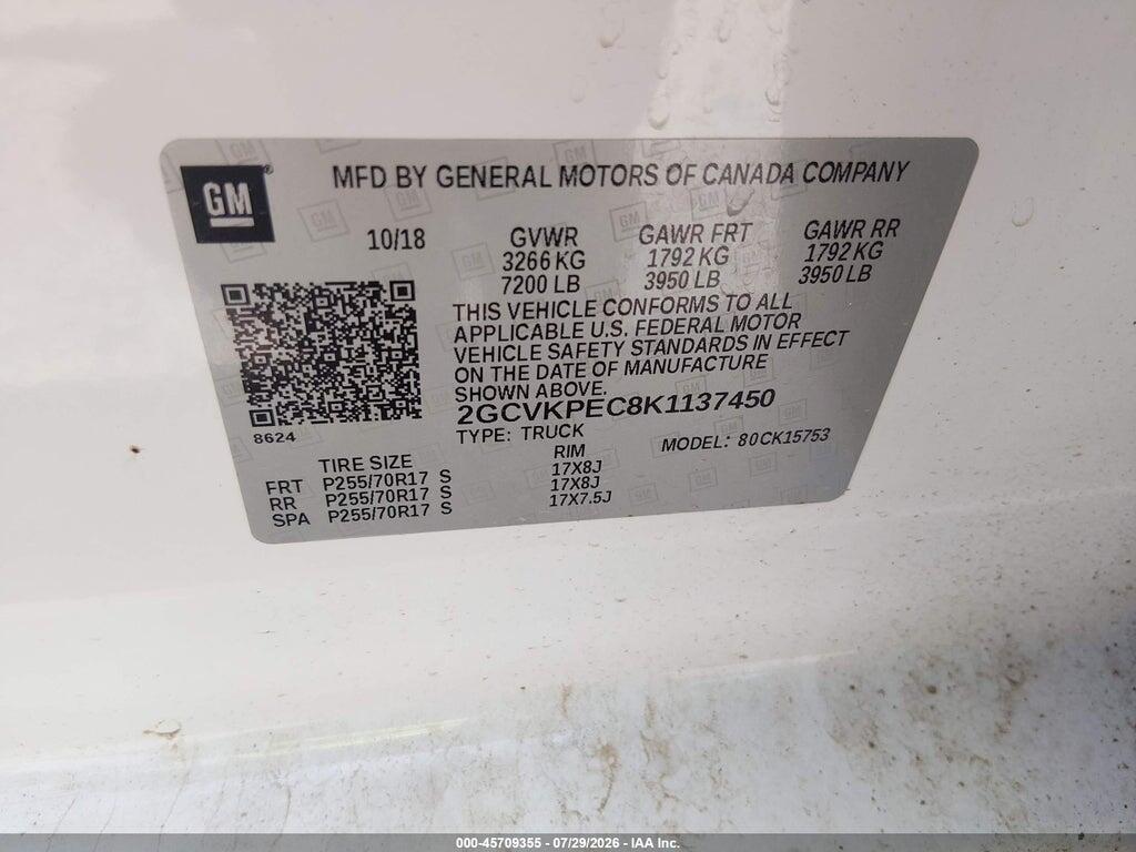 2GCVKPEC8K1137450 2019 CHEVROLET SILVERADO 1500 LD photo no. 9