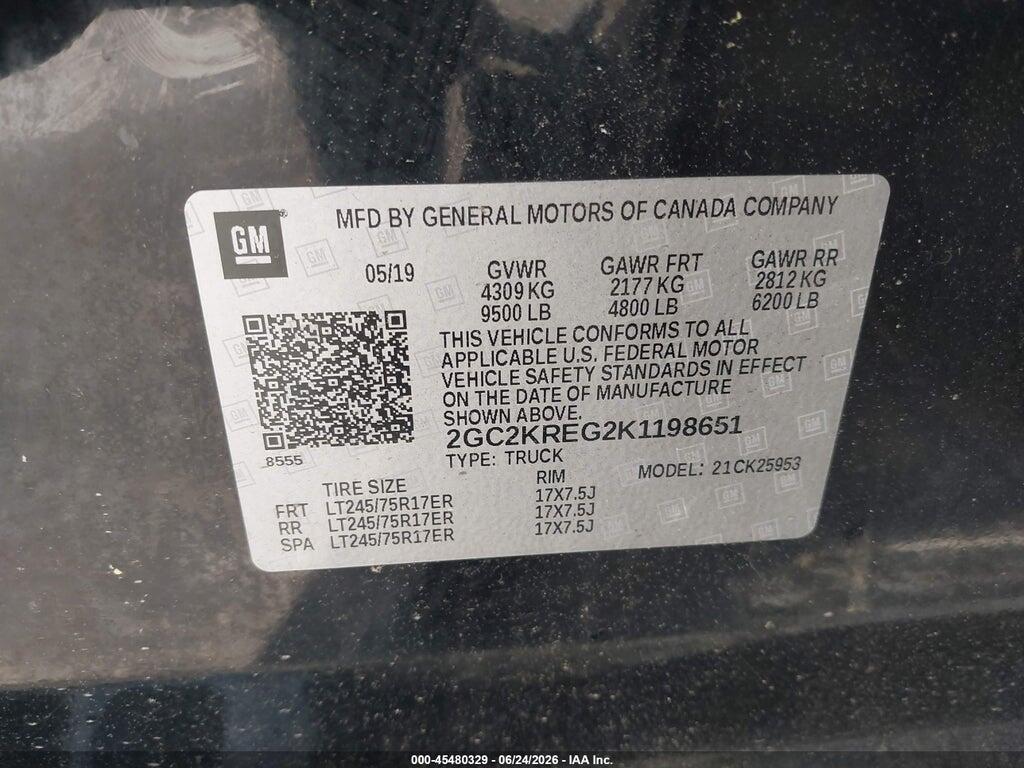 2GC2KREG2K1198651 2019 CHEVROLET SILVERADO 2500HD photo no. 9
