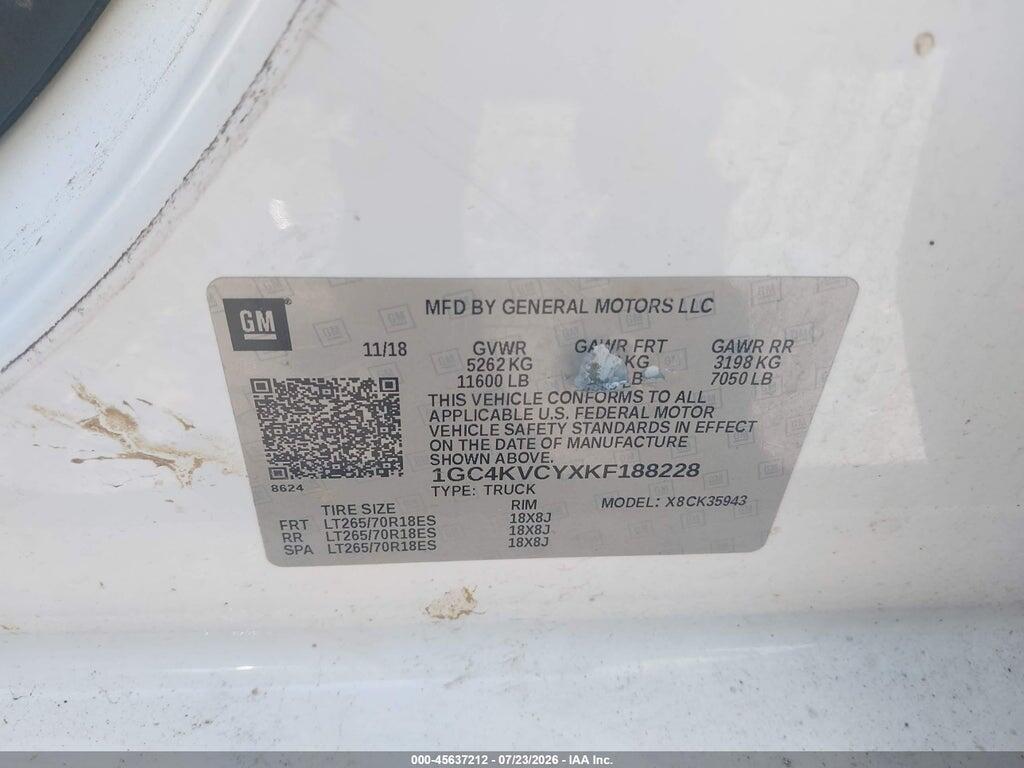 1GC4KVCYXKF188228 2019 CHEVROLET SILVERADO 3500HD photo no. 8