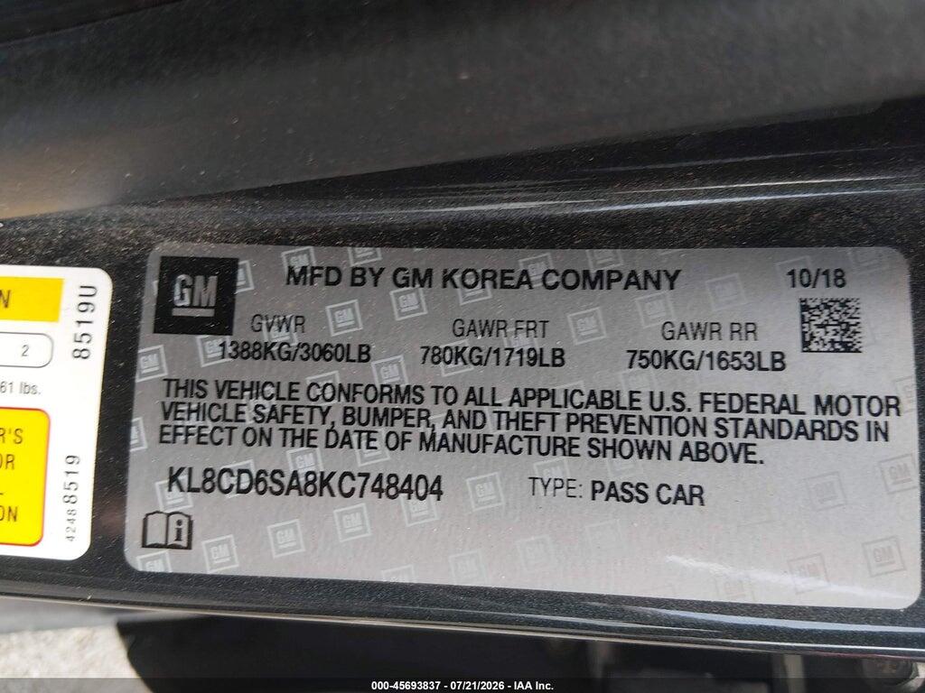 KL8CD6SA8KC748404 2019 CHEVROLET SPARK photo no. 9