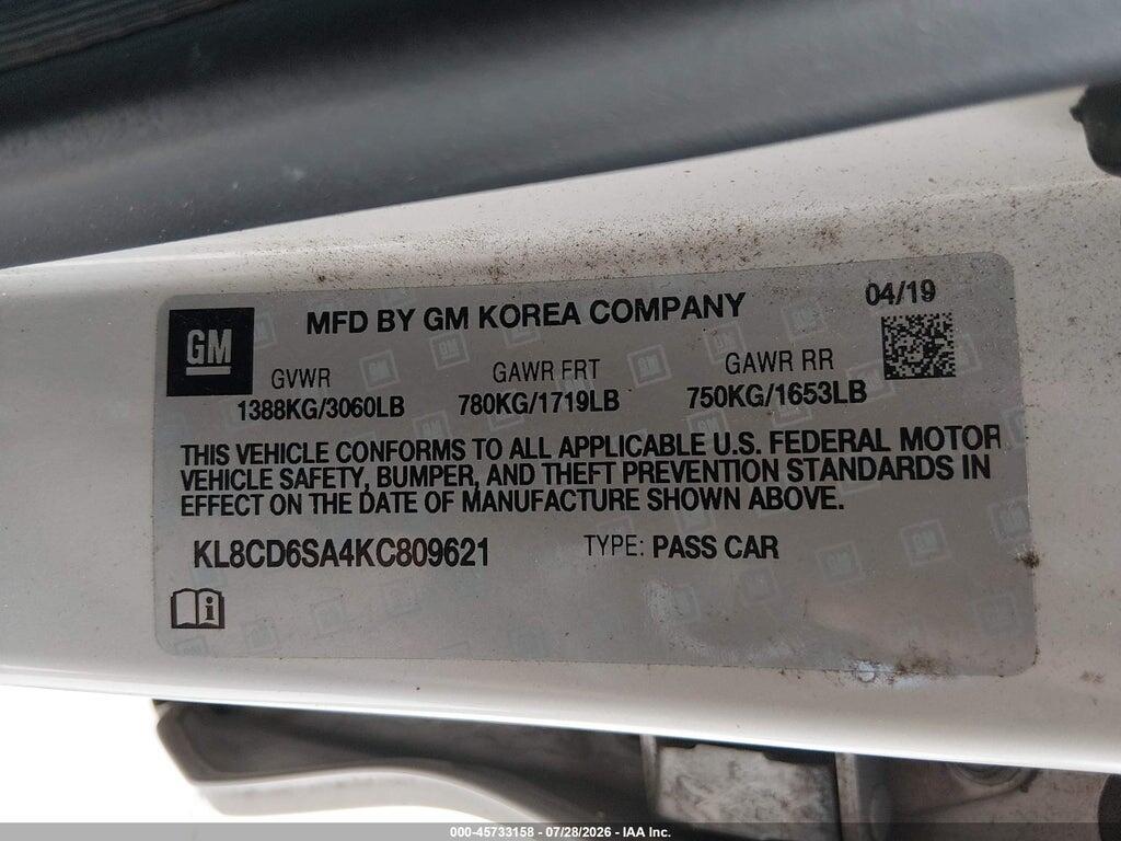 KL8CD6SA4KC809621 2019 CHEVROLET SPARK photo no. 9