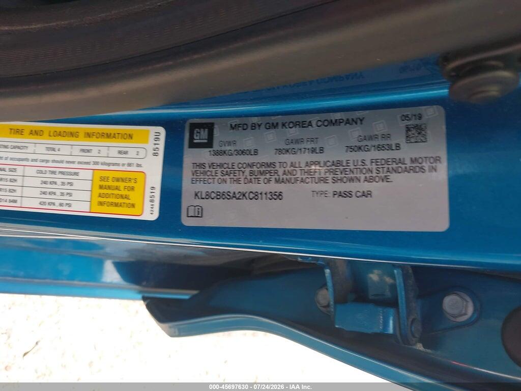 KL8CB6SA2KC811356 2019 CHEVROLET SPARK photo no. 9