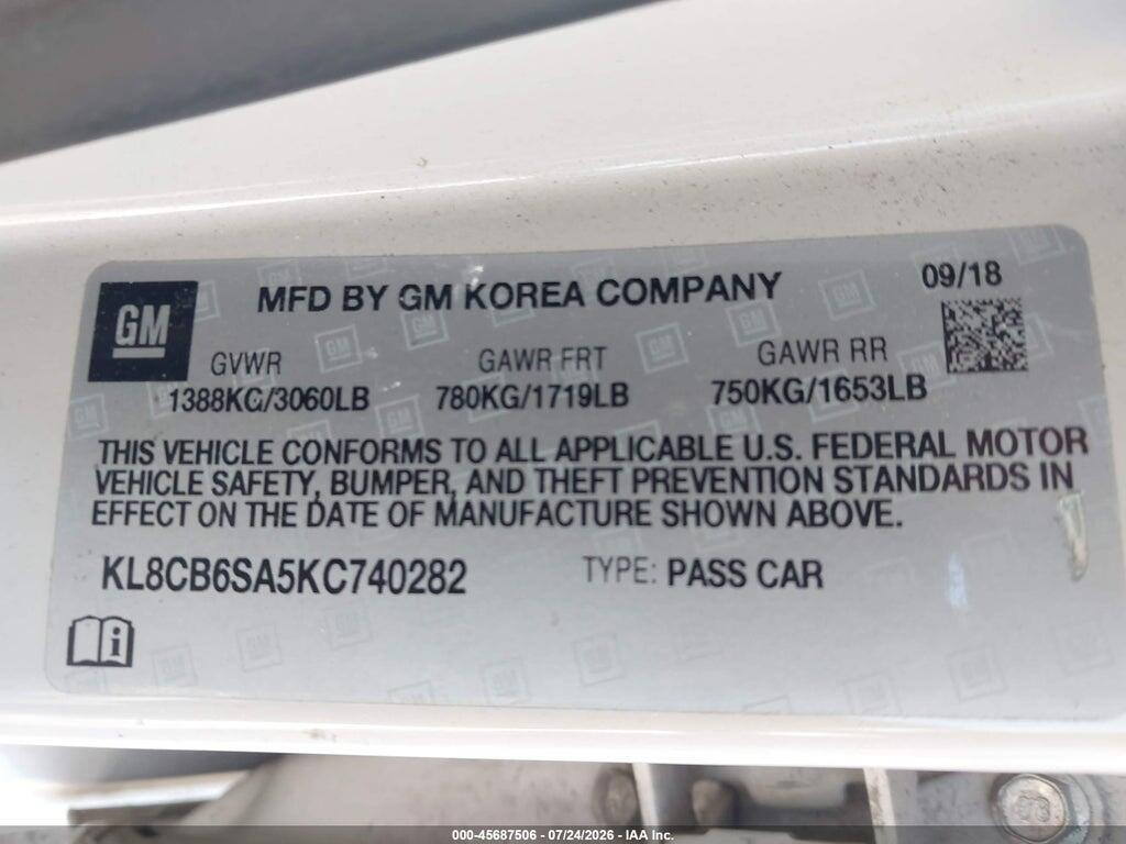 KL8CB6SA5KC740282 2019 CHEVROLET SPARK photo no. 9
