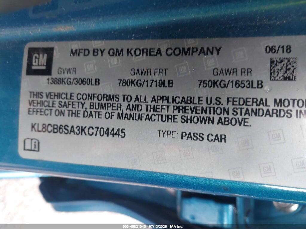 KL8CB6SA3KC704445 2019 CHEVROLET SPARK photo no. 9