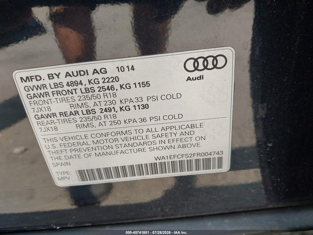 WA1EFCFS2FR004743 2015 AUDI Q3 photo no. 9