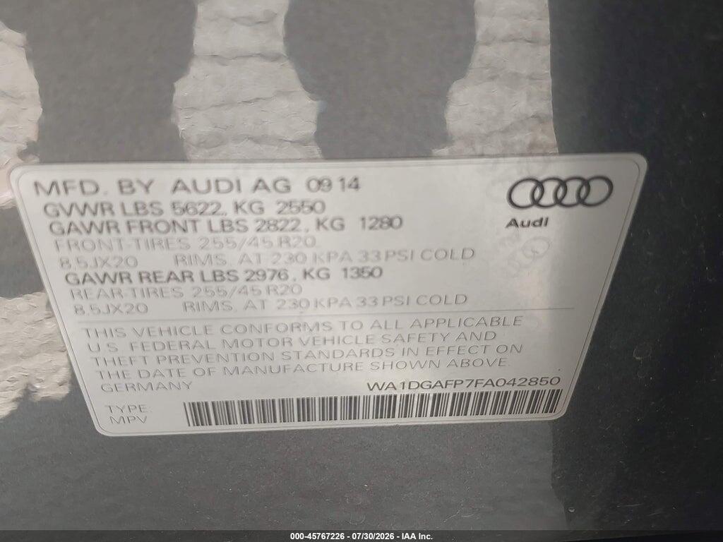 WA1DGAFP7FA042850 2015 AUDI Q5 photo no. 9