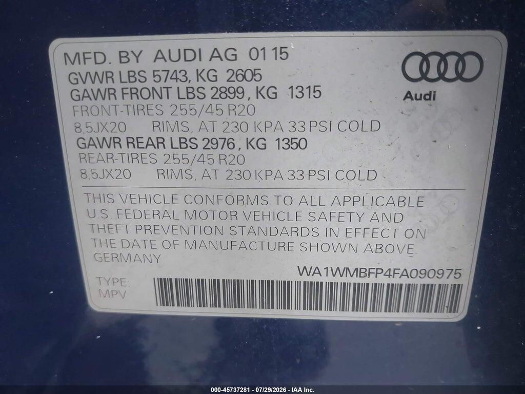 WA1WMBFP4FA090975 2015 AUDI Q5 photo no. 9