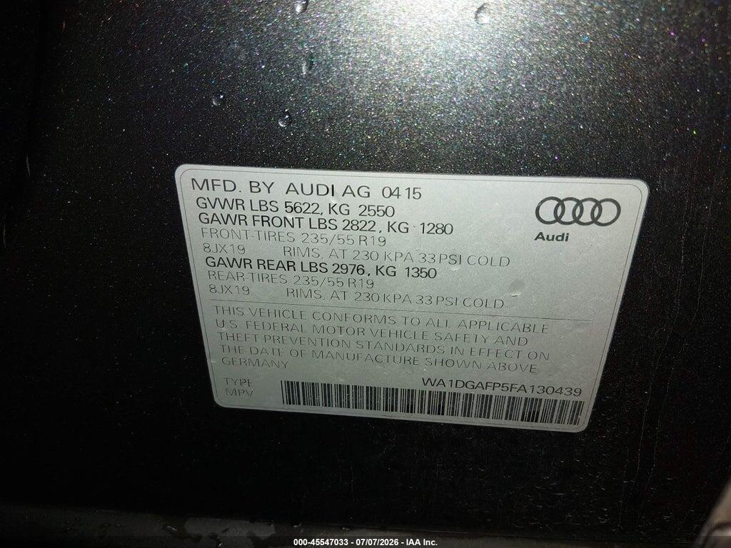 WA1DGAFP5FA130439 2015 AUDI Q5 photo no. 9