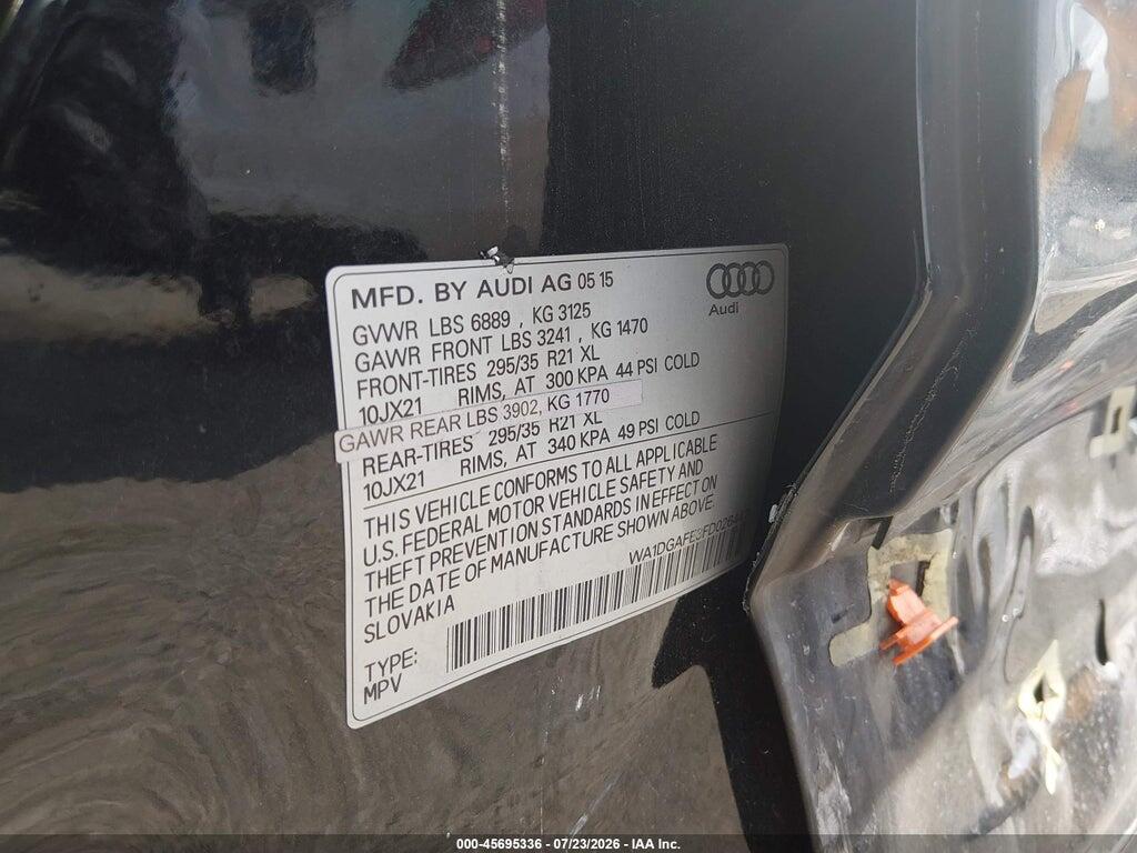 WA1DGAFE3FD026447 2015 AUDI Q7 photo no. 9