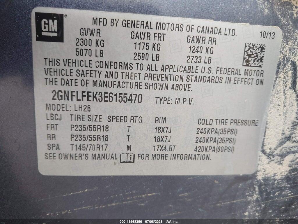 2GNFLFEK3E6155470 2014 CHEVROLET EQUINOX photo no. 9