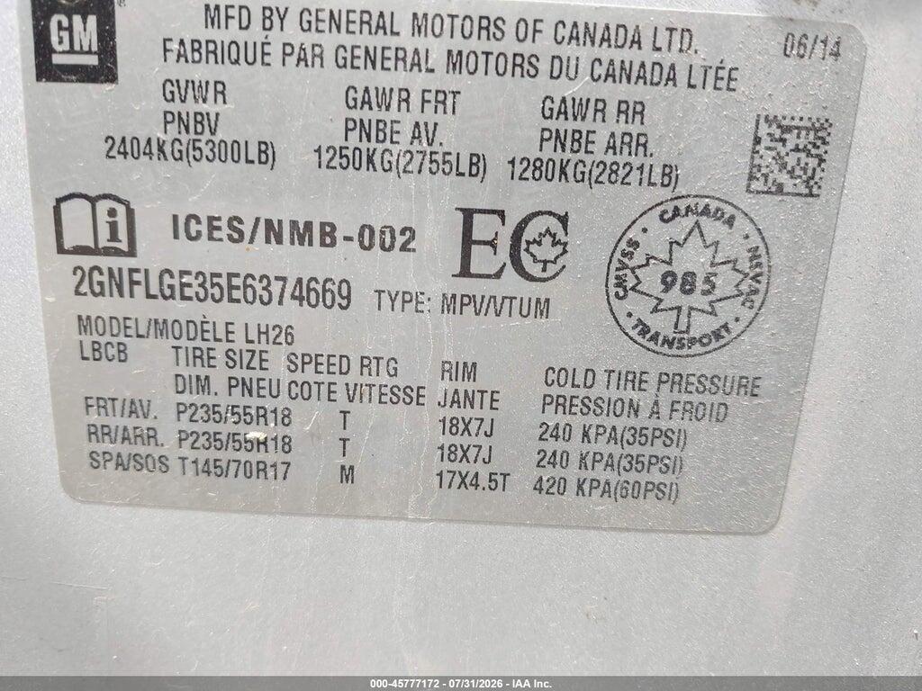 2GNFLGE35E6374669 2014 CHEVROLET EQUINOX photo no. 9