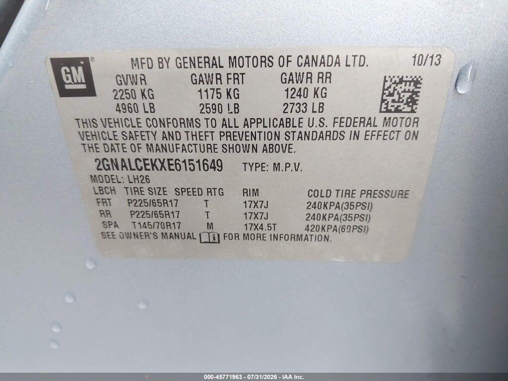2GNALCEKXE6151649 2014 CHEVROLET EQUINOX photo no. 9