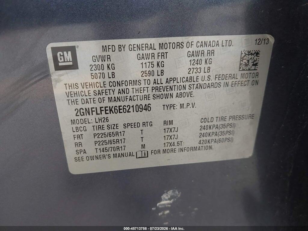 2GNFLFEK6E6210946 2014 CHEVROLET EQUINOX photo no. 9
