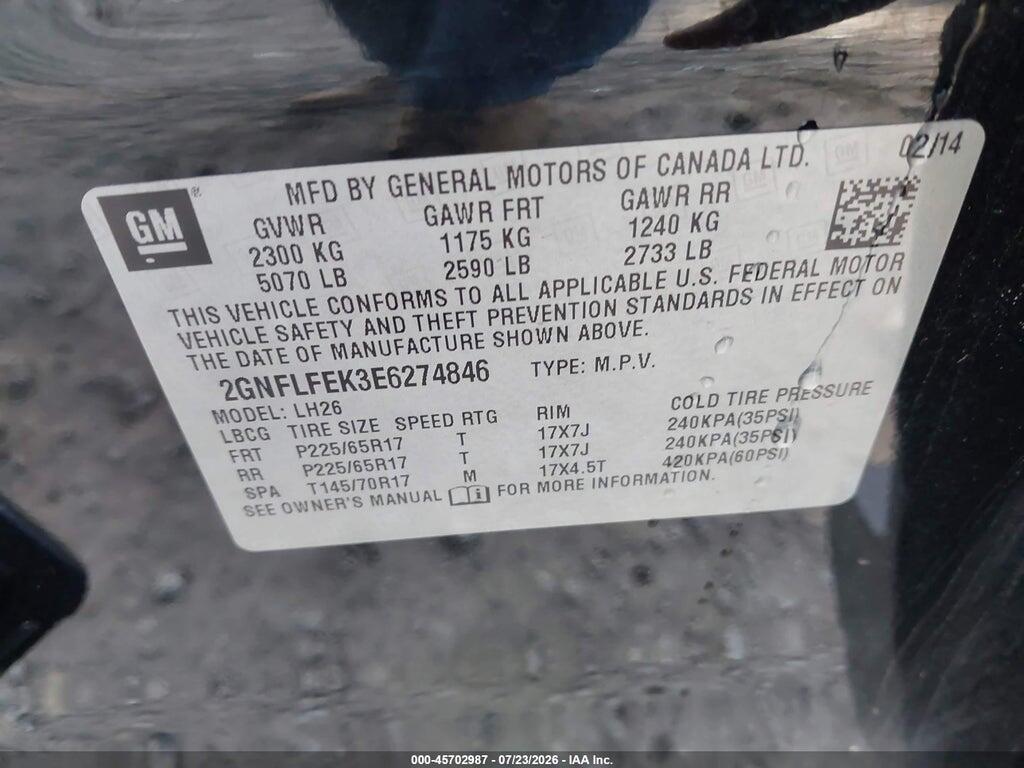 2GNFLFEK3E6274846 2014 CHEVROLET EQUINOX photo no. 9