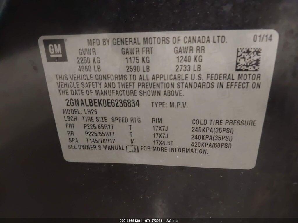 2GNALBEK0E6236834 2014 CHEVROLET EQUINOX photo no. 9