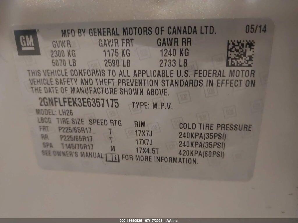2GNFLFEK3E6357175 2014 CHEVROLET EQUINOX photo no. 9