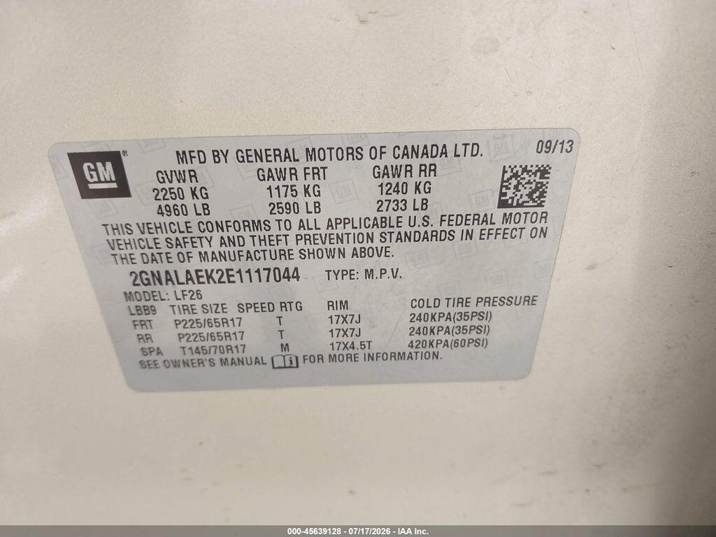 2GNALAEK2E1117044 2014 CHEVROLET EQUINOX photo no. 9
