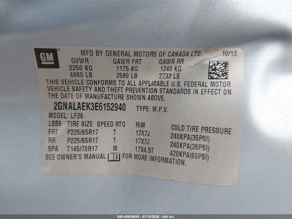 2GNALAEK3E6152940 2014 CHEVROLET EQUINOX photo no. 9